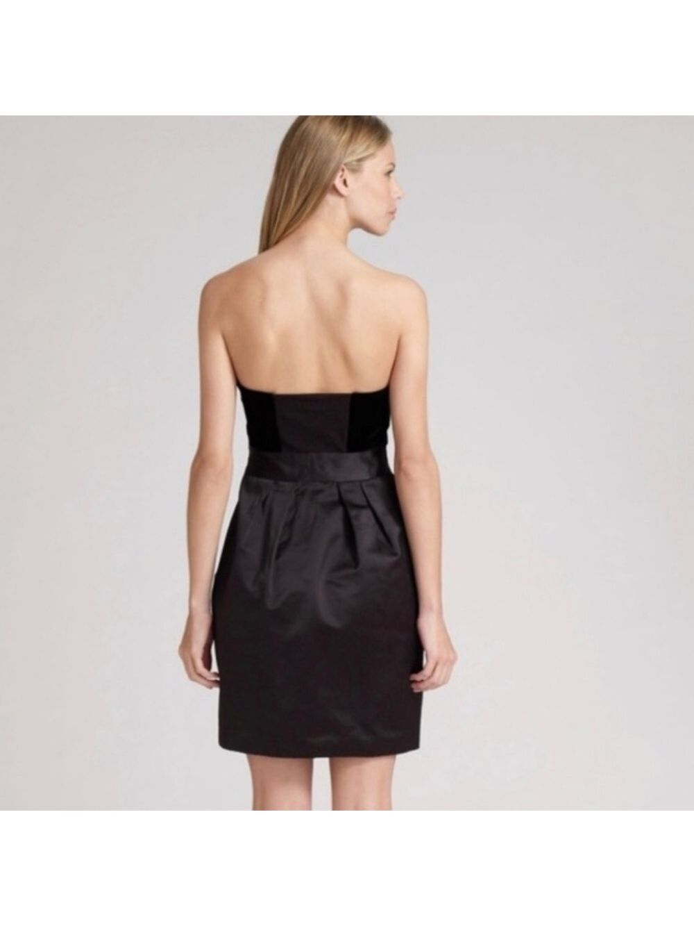 NWT Theory Chanesa Velvet & Silk Dark Brown Strapless Dress, Size 12 - Picture 3 of 17